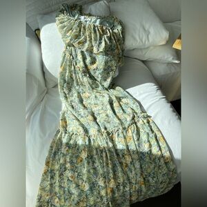 Size Sx - Floret Studios - Ruffle one-shoulder maxi dress